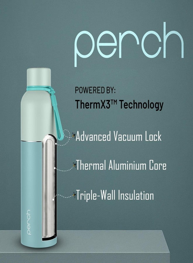 Perch Zenith ISI Certified Hot and Cold Steel Water Bottle 560ml, Vacuum Insulated Flask for Adults | BPA-Free, Leakproof | Easy to Carry Bottle for Office, School, Gym (Cyan) - Image 3